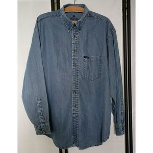 Pendleton Denim Shirt Large Blue Cotton LS